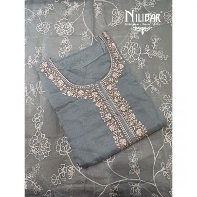 Ice Blue Mul Cotton Shirt & Bottom Paired With Dupatta