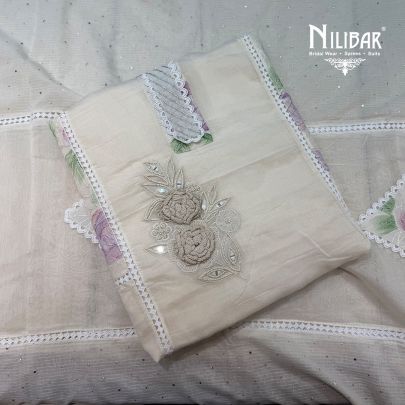 Ivory Maheshwari Cotton Shirt & Bottom Paired With Dupatta