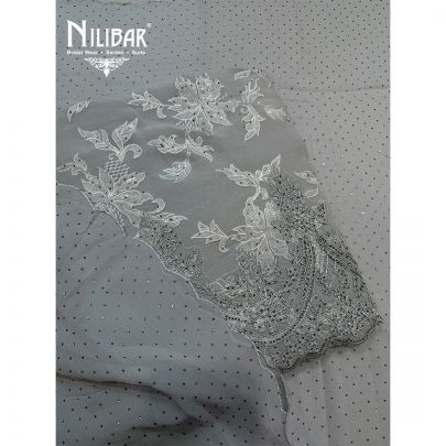 Grey Georgette Shirt & Dupatta Paired With Crepe Bottom