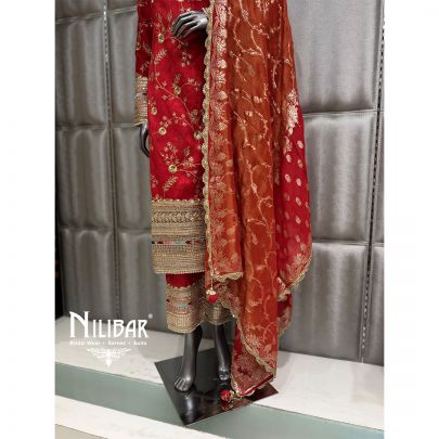 Red Silk Long Shirt & Pant