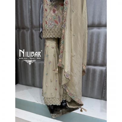 Ivory Lame Silk Sharara Suit