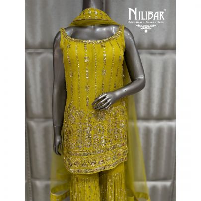 Lemon Georgette Sharara Suit