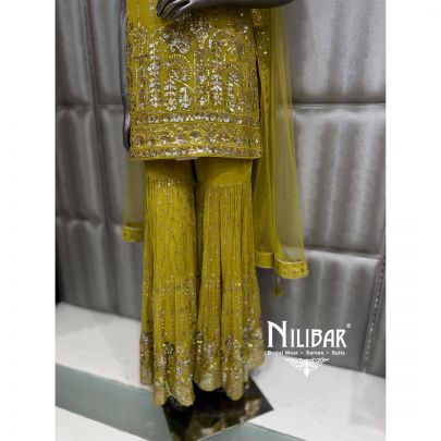 Lemon Georgette Sharara Suit