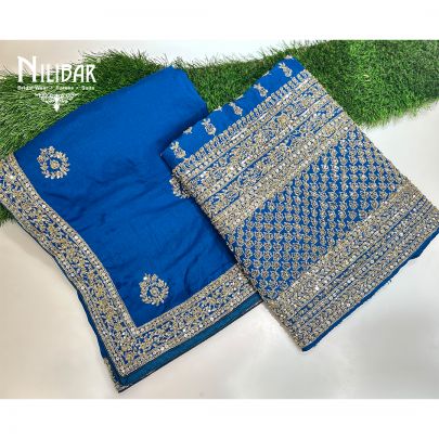 Cobalt Blue Silk Unstitched Suit