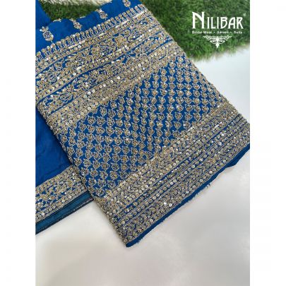 Cobalt Blue Silk Unstitched Suit