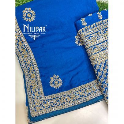 Cobalt Blue Silk Unstitched Suit