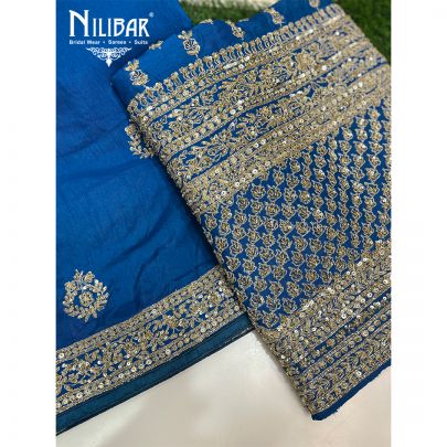 Cobalt Blue Silk Unstitched Suit