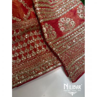 Coral Lamé Tissue Unstitched Suit