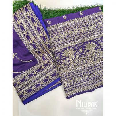 Purple Silk Unstitched Suit
