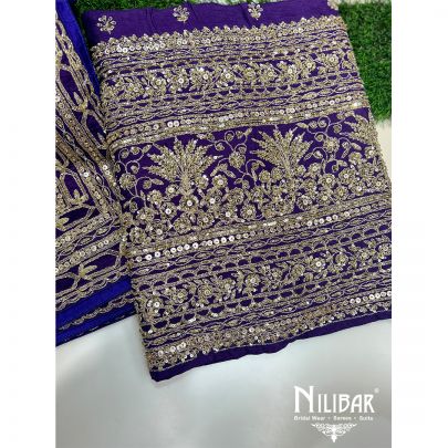 Purple Silk Unstitched Suit