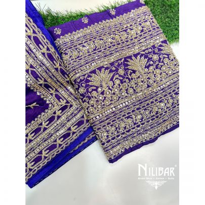 Purple Silk Unstitched Suit
