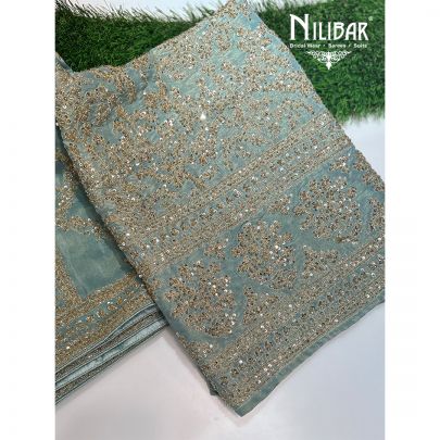 Ice Blue Lamé Tissue Unstitched Suit