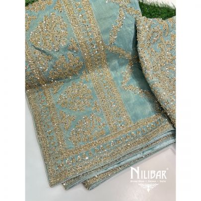 Ice Blue Lamé Tissue Unstitched Suit