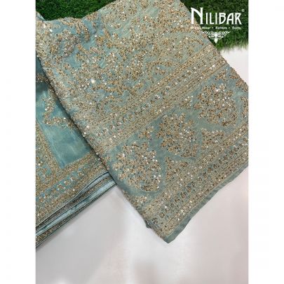 Ice Blue Lamé Tissue Unstitched Suit