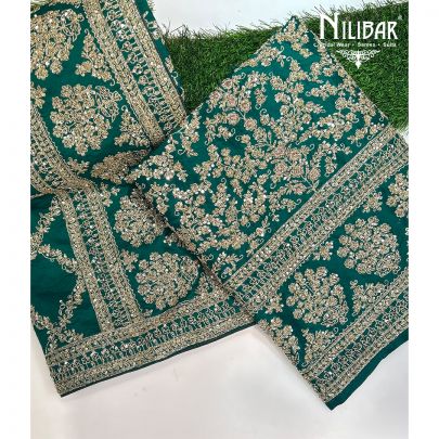 Bottle Green Silk Unstitched Suit