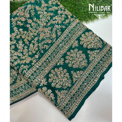 Bottle Green Silk Unstitched Suit