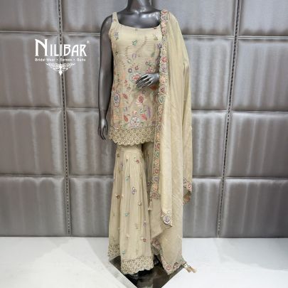 Ivory Lame Silk Sharara Suit