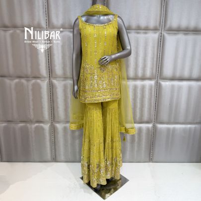 Lemon Georgette Sharara Suit