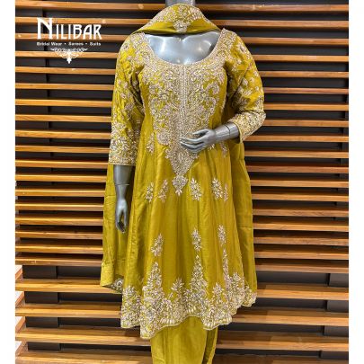 Apple Green Silk Short Anarkali Suit