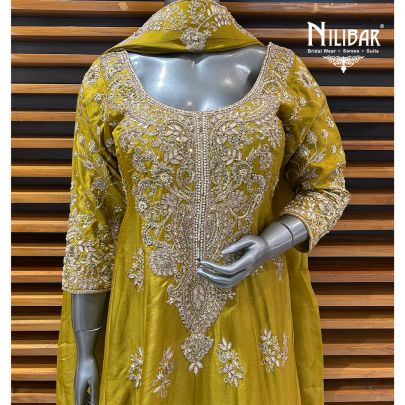 Apple Green Silk Short Anarkali Suit
