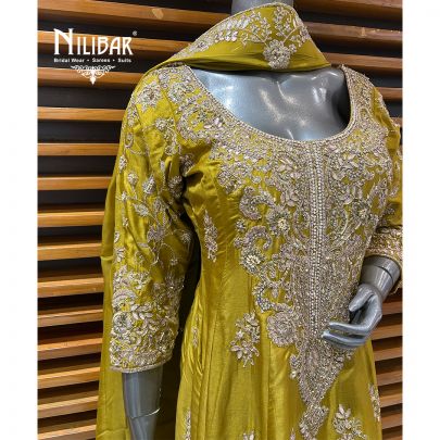 Apple Green Silk Short Anarkali Suit
