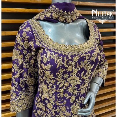 Purple Silk Flared Palazzo Suit