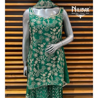 Green Chinon Garara Suit
