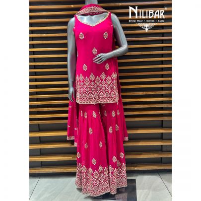 Rani Pink Georgette Garara Suit