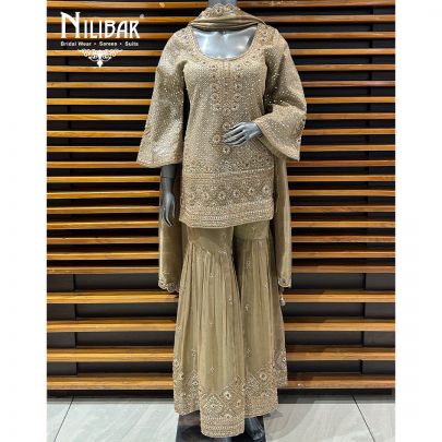 Green Gold Lamé Silk Garara Suit