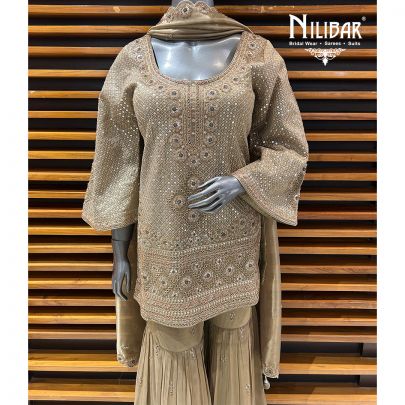 Green Gold Lamé Silk Garara Suit