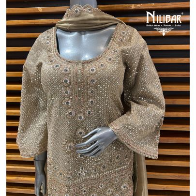 Green Gold Lamé Silk Garara Suit