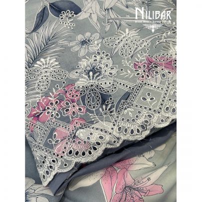 Gray Cotton Printed Suit