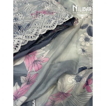 Gray Cotton Printed Suit