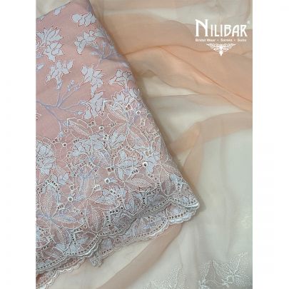 Peach Cotton Printed Suit