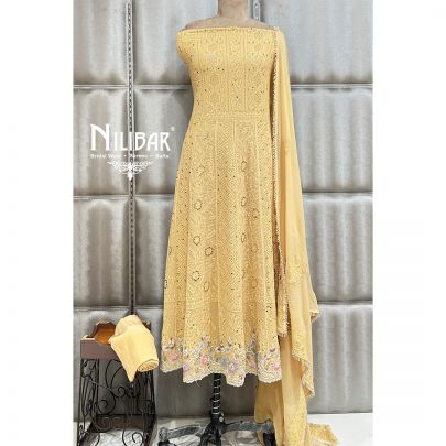 Yellow Georgette Semi Stitched Anarkali Suit