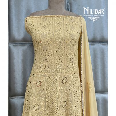 Yellow Georgette Semi Stitched Anarkali Suit