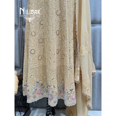 Yellow Georgette Semi Stitched Anarkali Suit