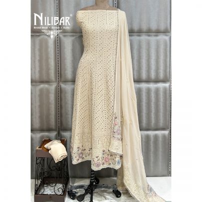 Ivory Georgette Semi Stitched Anarkali Suit