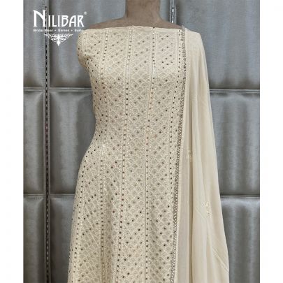 Ivory Georgette Semi Stitched Anarkali Suit
