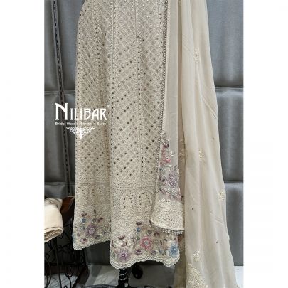Ivory Georgette Semi Stitched Anarkali Suit