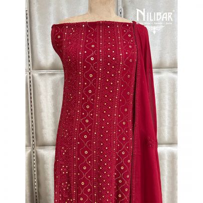 Burgundy Red Georgette Semi Stitched Anarkali Suit