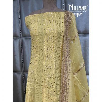 Corn Yellow Georgette Semi Stitched Anarkali Suit