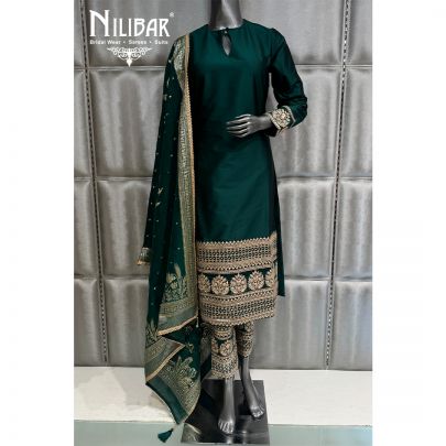 Bottle Green Silk Pant Suit