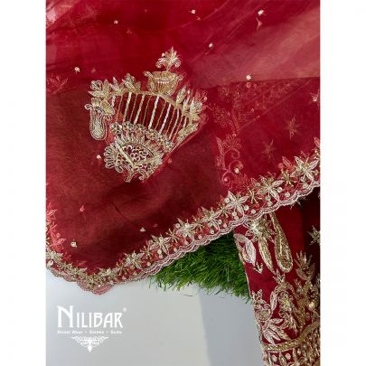 Maroon Organza Unstitched Suit