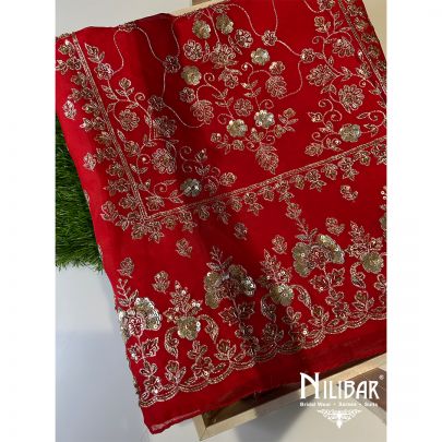 Red Organza Unstitched Suit