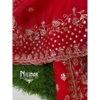 Red Organza Unstitched Suit