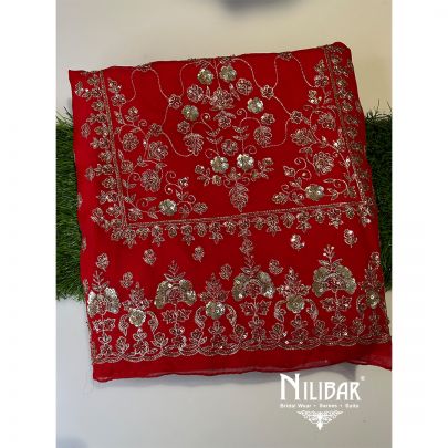 Red Organza Unstitched Suit