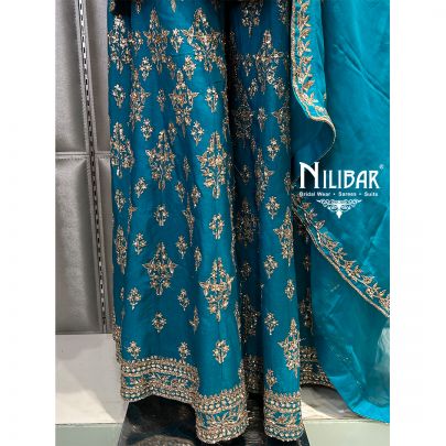 Sapphire Blue Silk Panelled Palazzo Suit