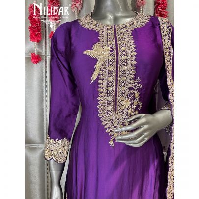 Violet Silk Flared Palazzo Suit