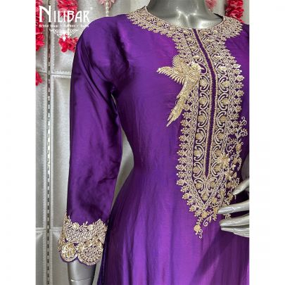 Violet Silk Flared Palazzo Suit